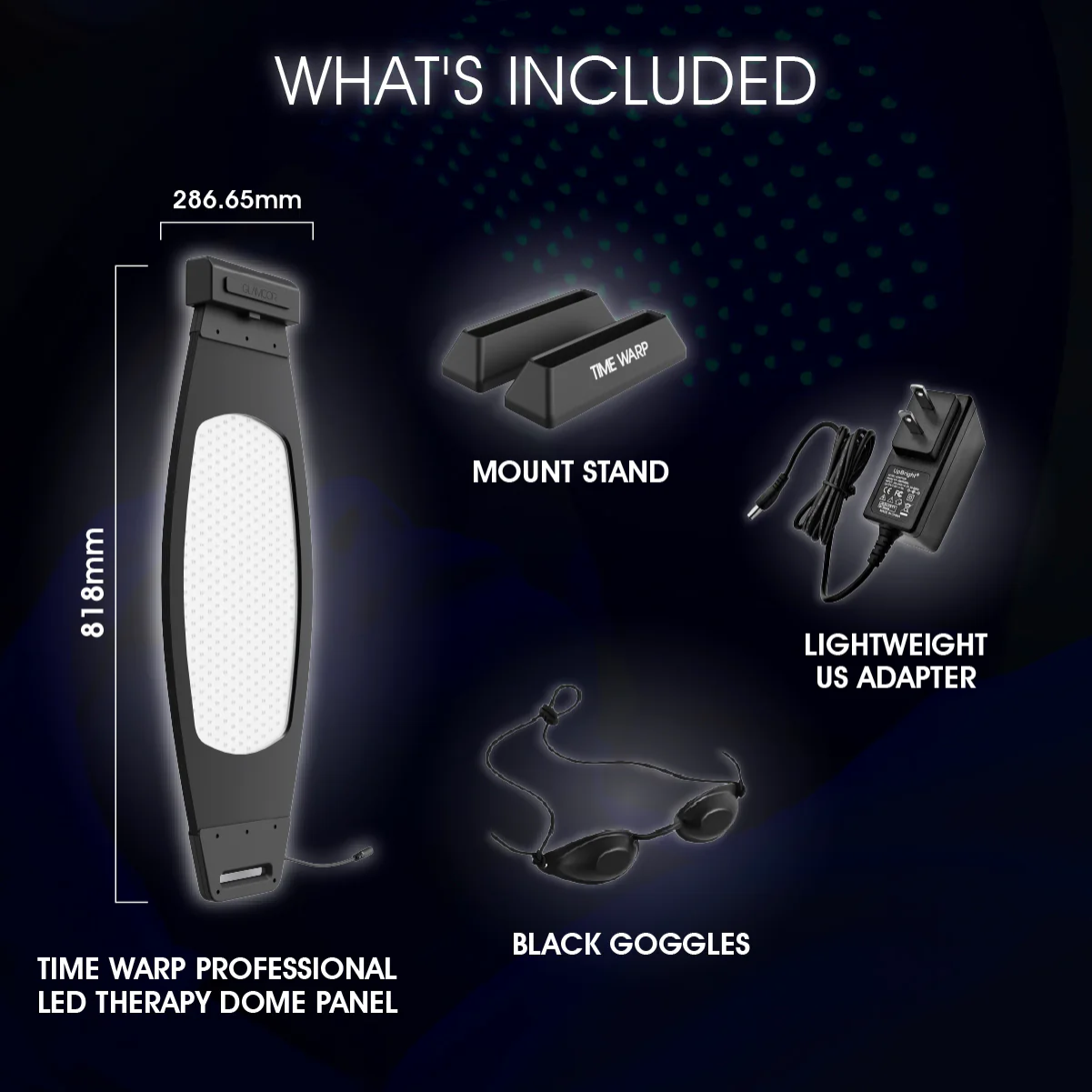 TIME WARP LED Light Therapy Panel – Professional Red, Blue & Infrared Skincare System with Stand