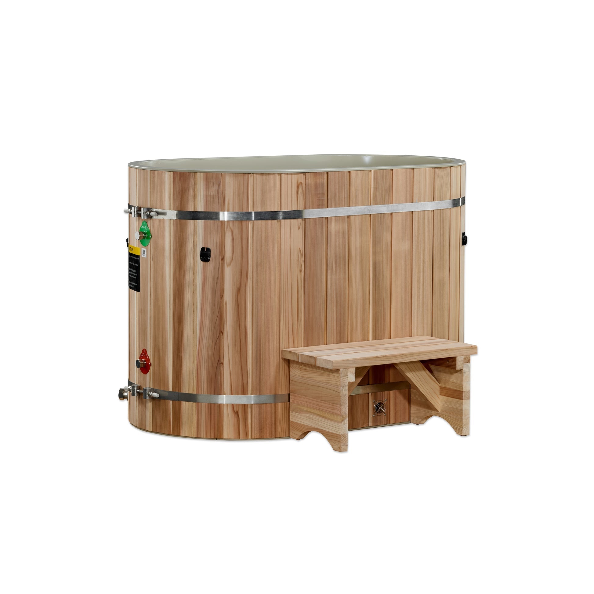 DCT Oval Barrel Tub Cold Plunge (50-P) Pacific Cedar - 3/4 IN-OUT without Motor (DCT-BO-50-PLPC-34)